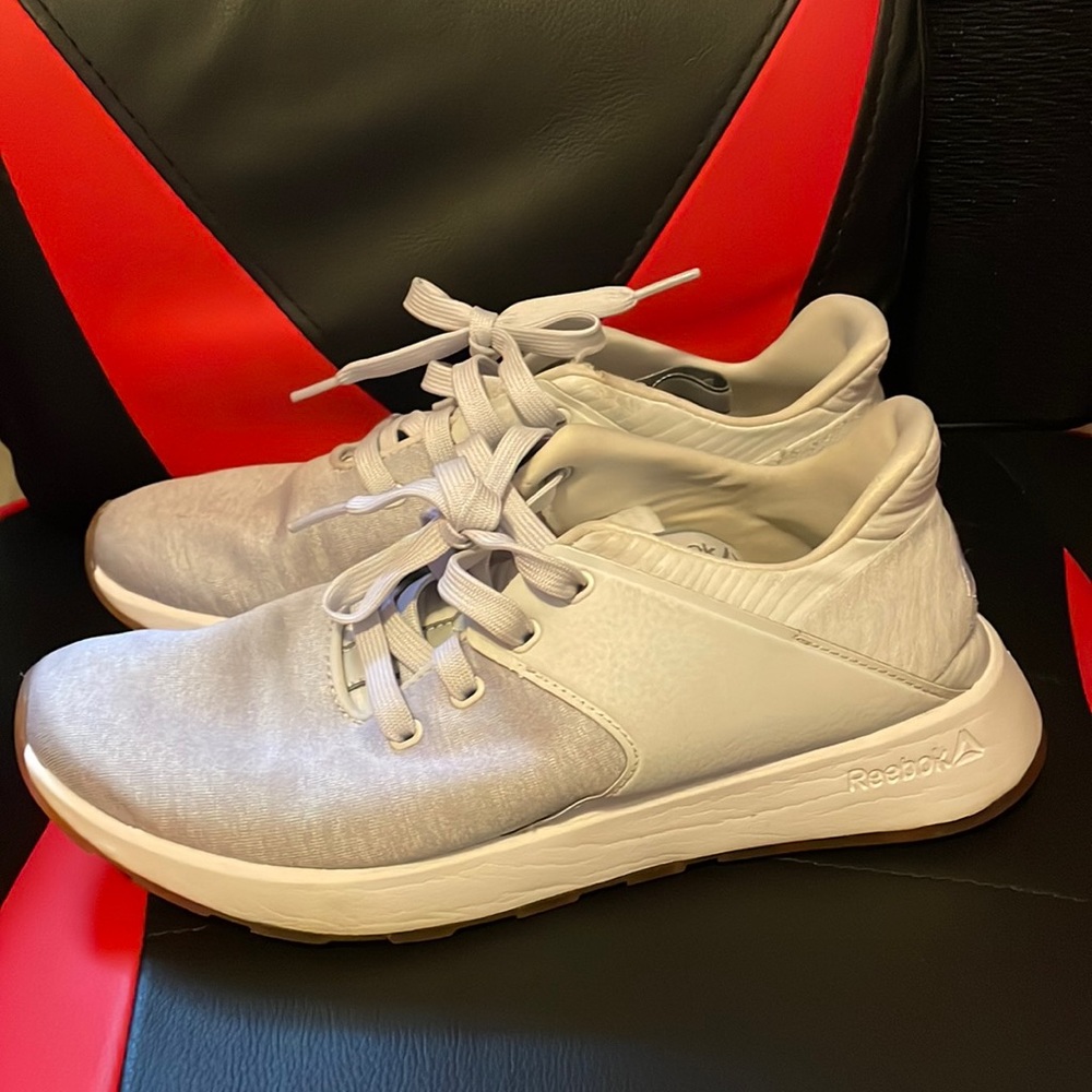 Grey and white barely worn Reebok’s